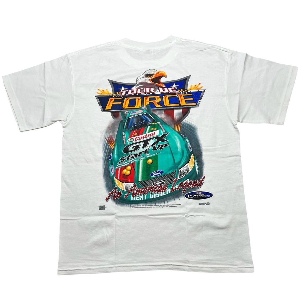 Anvil John Force Racing T-Shirt Men M Tour De Force Castrol GTX Mustang Y2K